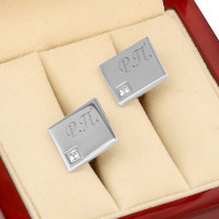 Серебряные запонки Swarovski с гравировкой